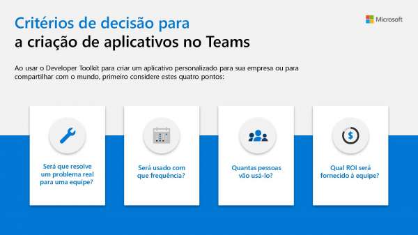 (Criação) Critérios de decisão para a criação de aplicativos no Teams